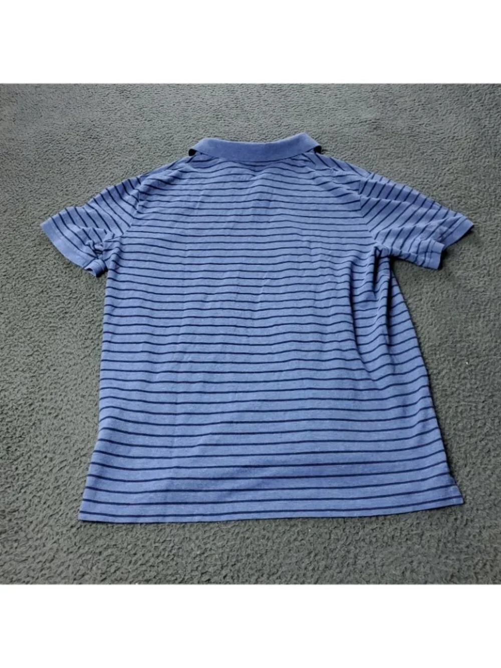 Polo Ralph Lauren Shirt Mens L Large Blue Striped Cotton Short Sleeve Casual